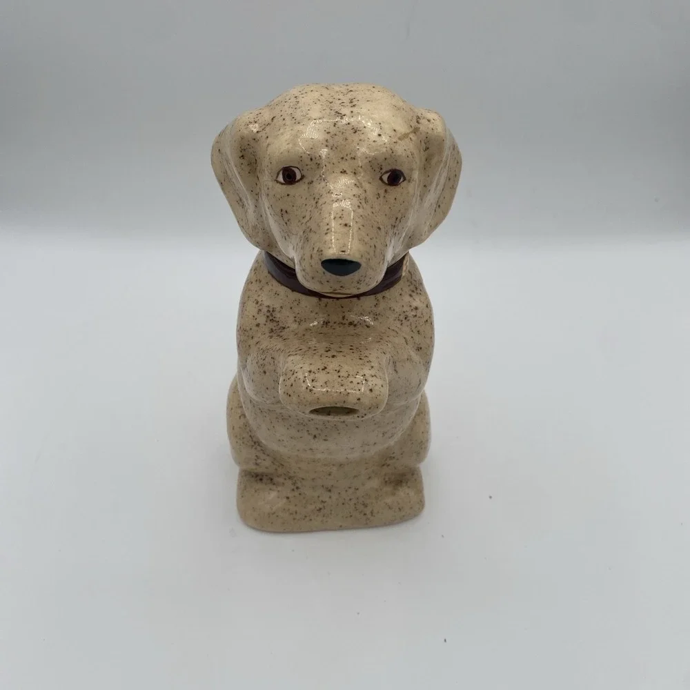 Vintage Dog Teapot Ceramic Glazed Paw Spout Beige Brown Labrador 7.5x5
